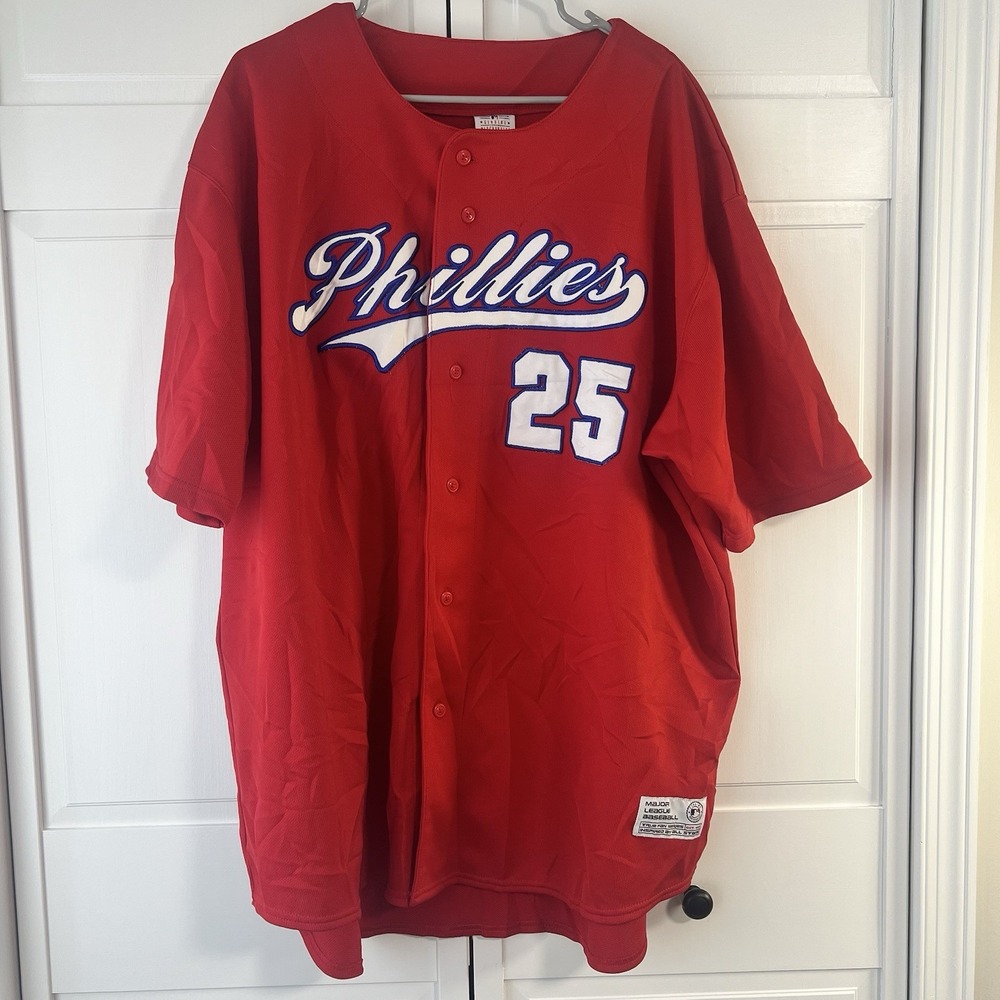 Vintage Phillies # 25 Jim Thome Authentic MLB True Fan Baseball Jersey XXL